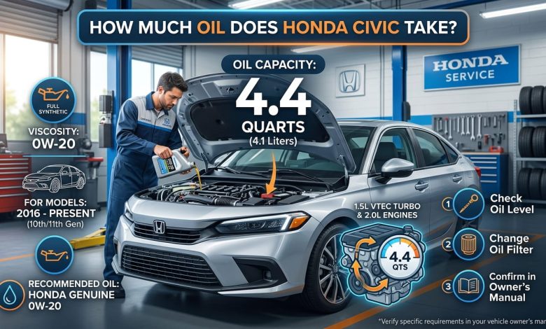 how much oil does honda civic take