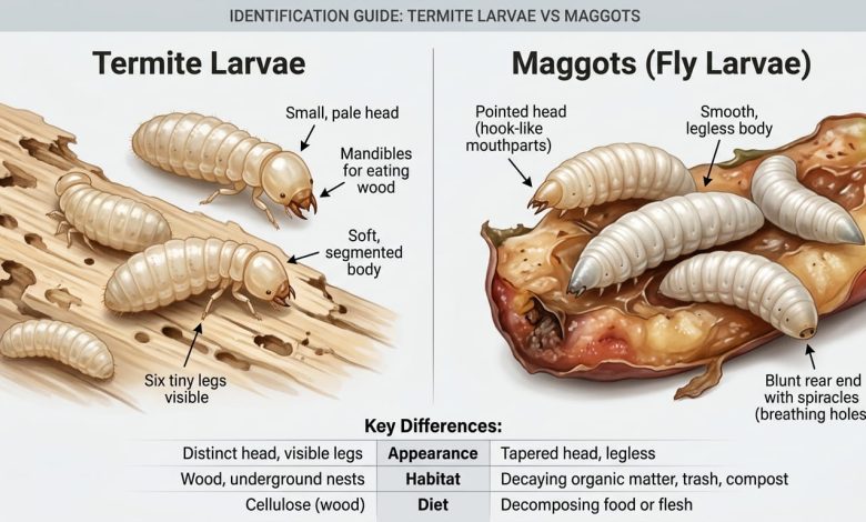 termite larvae vs maggots